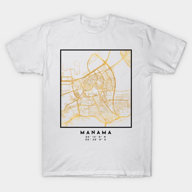 MANAMA BAHRAIN CITY STREET MAP ART T-Shirt by deificusArt